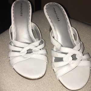 White Sandals with Small Heel Wedge
